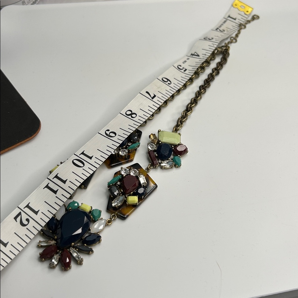 J. Crew x Lulu Frost Multicolor Rhinestone Tortoiseshell Statement Necklace - Picture 4 of 4